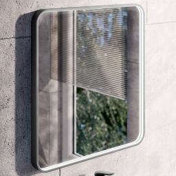 Comad Vega lustro 60x65 cm prostokątne z oświetleniem czarne VEGA LU LED 60