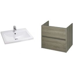 Zestaw Cersanit Como umywalka 60 cm z szafką wiszącą dąb/biały (K32003BOX, S598032)