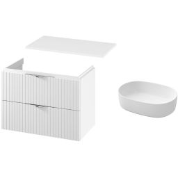 Cersanit City umywalka 47x32 cm z szafką 80 cm wiszącą i blatem biały (K35112, S1015004, S1015028)