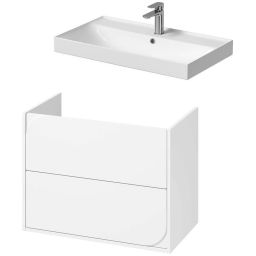 Cersanit Larga umywalka 81x46 cm biała z szafką Crea II 80 cm wiszącą białą (K120010, S1058021)