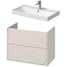 Cersanit Larga umywalka 81x46 cm biała z szafką Crea II 80 cm wiszącą kaszmir (K120010, S1058026)