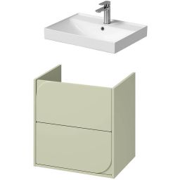 Cersanit Larga umywalka 60,5x45,5 cm biała z szafką Crea II 60 cm wiszącą szałwiową (K120009, S1058030)