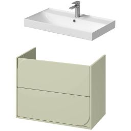 Cersanit Larga umywalka 81x46 cm biała z szafką Crea II 80 cm wiszącą szałwiową (K120010, S1058031)