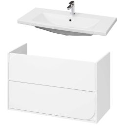 Cersanit Como umywalka 100x45 cm biała z szafką Crea II 100 cm wiszącą białą (K32016EX1, S1058022)