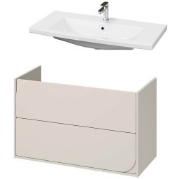 Cersanit Como umywalka 100x45,5 cm biała z szafką Crea II 100 cm wiszącą kaszmir (K32016EX1, S1058027)