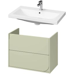 Cersanit Como umywalka 80x45 cm biała z szafką Crea II 80 cm wiszącą szałwiową (K32004BOX, S1058031)