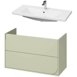Cersanit Como umywalka 100x45,5 cm biała z szafką Crea II 100 cm wiszącą szałwiową (K32016EX1, S1058032)