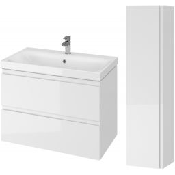 Zestaw Cersanit Moduo umywalka z szafką 80 cm i szafka boczna wisząca 160 cm biały (S801221DSM, S590020DSM)