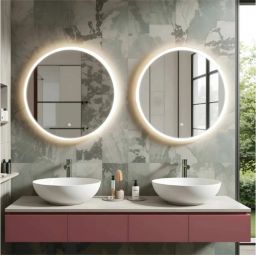 Corsan Tondo lustro 70x70 cm okrągłe z oświetleniem z matą grzewczą L0070A