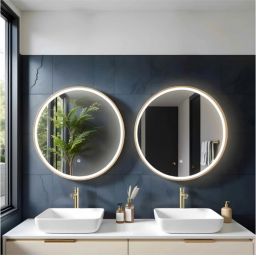 Corsan Tondo lustro 70x70 cm okrągłe z oświetleniem z matą grzewczą złoty L0070BGL