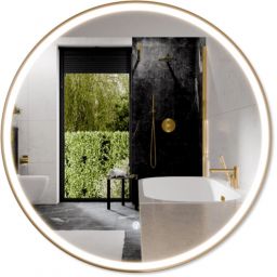 Corsan Tondo lustro 70x70 cm okrągłe z oświetleniem z matą grzewczą złoty L0070BGL