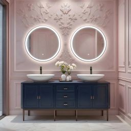 Corsan Tondo lustro 70x70 cm okrągłe z oświetleniem z matą grzewczą GunMetal L0070GM