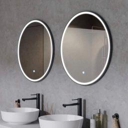 Corsan Tondo lustro 70x70 cm okrągłe z oświetleniem z matą grzewczą GunMetal L0070GM