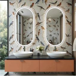 Corsan Ovo lustro 50x100 cm owalne z oświetleniem z matą grzewczą GunMetal L5010GM