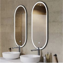 Corsan Ovo lustro 50x100 cm owalne z oświetleniem z matą grzewczą GunMetal L5010GM