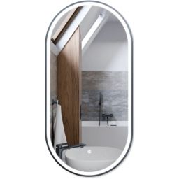 Corsan Ovo lustro 50x100 cm owalne z oświetleniem z matą grzewczą GunMetal L5010GM