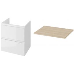 Cersanit Moduo zestaw 60 cm szafka podumywalkowa z blatem biały/dąb (S929010, S590022)