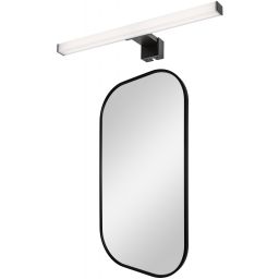 Zestaw Dubiel Vitrum Luis lustro 50x90 cm owalne z kinkietem Rabalux Oliro 1x6 W czarny (5905241012834, 75051)