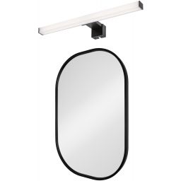 Zestaw Dubiel Vitrum Luis lustro 40x60 cm owalne z kinkietem Rabalux Oliro 1x6 W czarny (5905241012827, 75051)