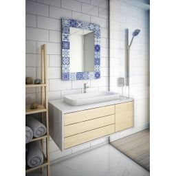 Dubiel Vitrum Lisboa lustro prostokątne 80x60 cm rama imitacja płytek ceramicznych