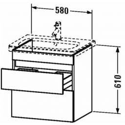Duravit DuraStyle szafka 58 cm podumywalkowa wisząca biały połysk DS648002222