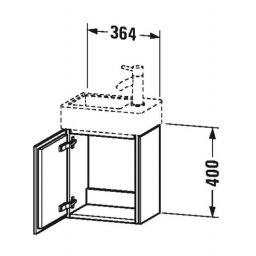 Duravit L-Cube szafka 36,4 cm podumywalkowa wisząca prawa biały mat LC6293R1818