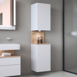 Duravit Qatego szafka boczna 176 cm wysoka wisząca lewa biały mat/jasne drewno QA1346L55180010