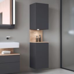 Duravit Qatego szafka boczna 176 cm wysoka wisząca lewa grafitowy mat/jasne drewno QA1346L55490010
