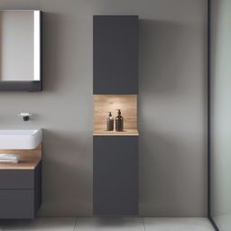 Duravit Qatego szafka boczna 176 cm wysoka wisząca lewa grafitowy mat/jasne drewno QA1346L55490010