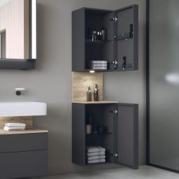 Duravit Qatego szafka boczna 176 cm wysoka wisząca lewa grafitowy mat/jasne drewno QA1346L55490010