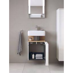 Duravit Qatego szafka 44 cm podumywalkowa wisząca lewa biały połysk/jasne drewno QA4076L30220000