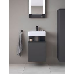 Duravit Qatego szafka 44 cm podumywalkowa wisząca lewa grafitowy mat QA4076L49490000