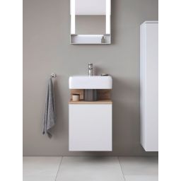 Duravit Qatego szafka 44 cm podumywalkowa wisząca lewa biały mat/jasne drewno QA4076L55180000