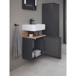 Duravit Qatego szafka 44 cm podumywalkowa wisząca lewa grafitowy mat/jasne drewno QA4076L55490000