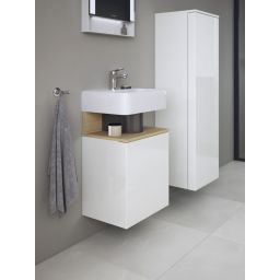 Duravit Qatego szafka 44 cm podumywalkowa wisząca prawa biały połysk/jasne drewno QA4076R30220000