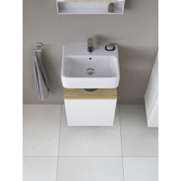 Duravit Qatego szafka 44 cm podumywalkowa wisząca prawa biały połysk/jasne drewno QA4076R30220000