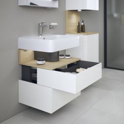 Duravit Qatego szafka 60 cm podumywalkowa wisząca biały połysk/dąb QA4393030220010