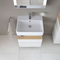 Duravit Qatego szafka 60 cm podumywalkowa wisząca biały połysk/dąb QA4393030220010