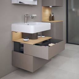 Duravit Qatego szafka 60 cm podumywalkowa wisząca bazalt mat/dąb QA4393030430010