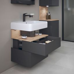 Duravit Qatego szafka 60 cm podumywalkowa wisząca grafit mat/dąb QA4393055490010