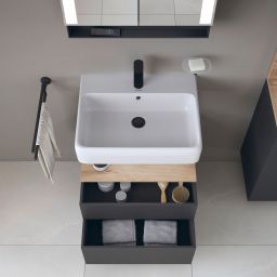 Duravit Qatego szafka 60 cm podumywalkowa wisząca grafit mat/dąb QA4393055490010