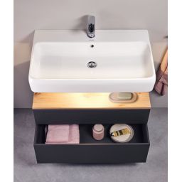 Duravit Qatego szafka 80 cm podumywalkowa wisząca grafit super mat/dąb QA4394055800010