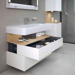 Duravit Qatego szafka 100 cm podumywalkowa wisząca biały połysk/dąb QA4395030220010