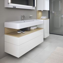Duravit Qatego szafka 120 cm podumywalkowa wisząca biały połysk/dąb QA4396030220010
