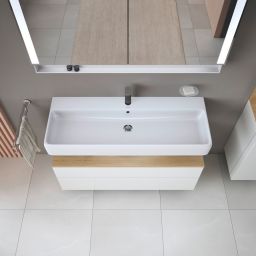 Duravit Qatego szafka 120 cm podumywalkowa wisząca biały połysk/dąb QA4396030220010