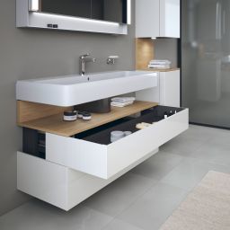 Duravit Qatego szafka 120 cm podumywalkowa wisząca biały połysk/dąb QA4396030220010