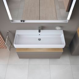 Duravit Qatego szafka 120 cm podumywalkowa wisząca bazalt mat/dąb QA4396030430010