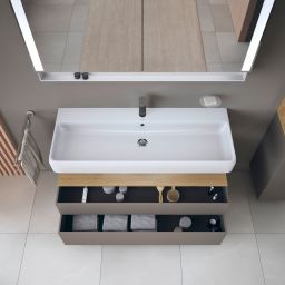 Duravit Qatego szafka 120 cm podumywalkowa wisząca bazalt mat/dąb QA4396030430010