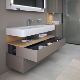 Duravit Qatego szafka 120 cm podumywalkowa wisząca bazalt mat/dąb QA4396030430010