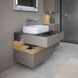 Duravit Qatego szafka 80 cm podumywalkowa wisząca bazalt mat/dąb QA4730030430010